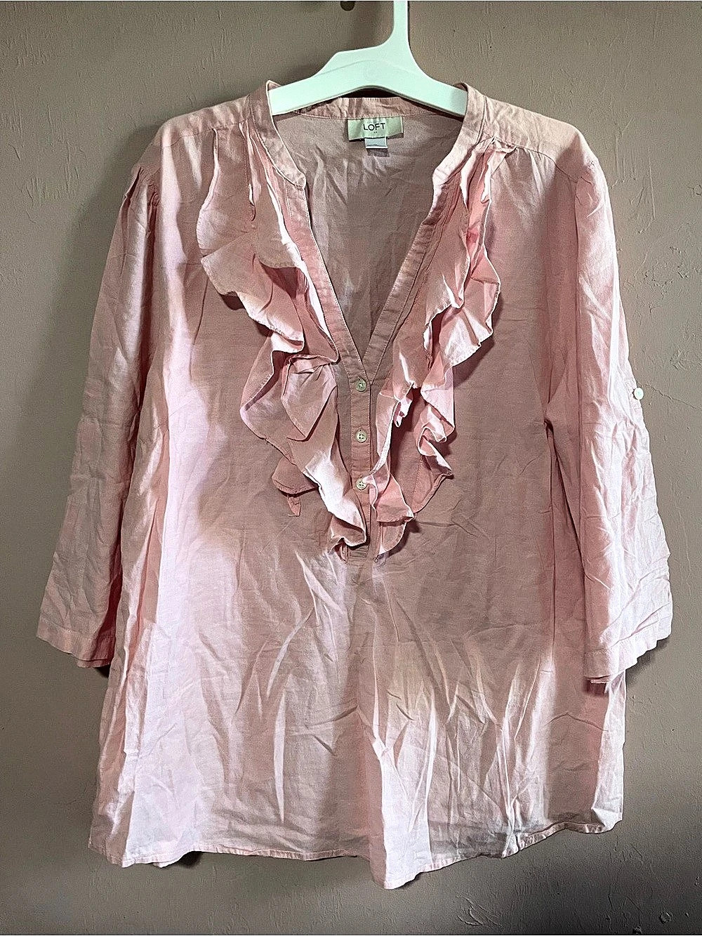 LOFT Ruffled Front Tunic in Pink Size XL10